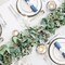 6.56 Ft Eucalyptus Garland Lush Silver Dollar Eucalyptus Leaves Boxwood with White Buds Artificial Greenery Garland Fake Vines for Boho Baby Shower Wedding Party Table Mantle Room Home Decorations